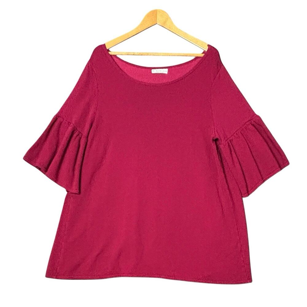 Bryn Walker Bamboo Cotton Tunic Top Dress Red Babydoll Short Sleeve Made USA S M